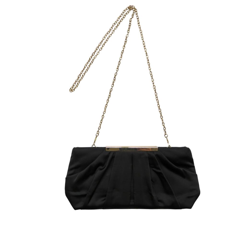 David's Bridal Charming Tailor Black Evening Bag Clutch Bag Gold Chain Strap